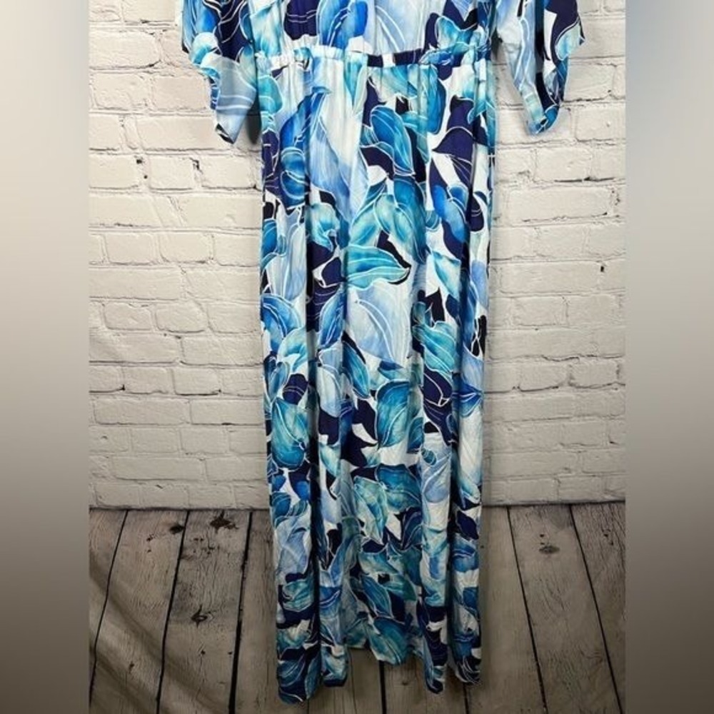 Pietro Brunelli Verbena Maternity Maxi Dress Short Slit Sleeve Blue White Floral - Picture 6 of 13